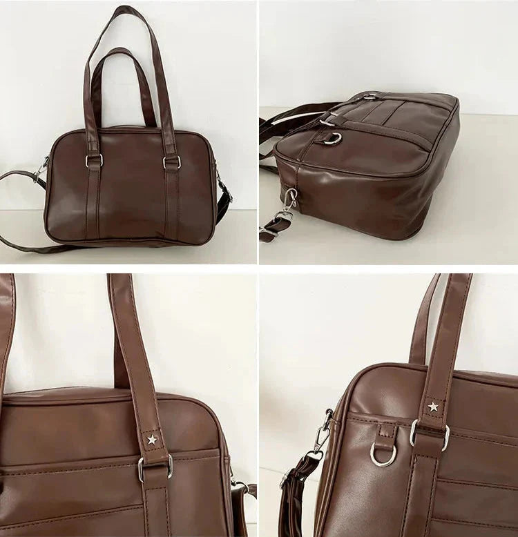 Preppy Style Shoulder Bag for Women in Leather