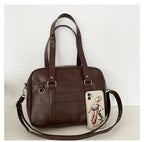 Preppy Style Shoulder Bag for Women in Leather