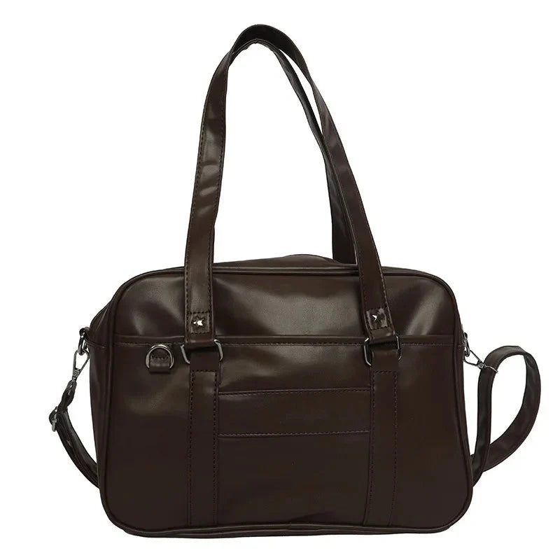 Preppy Style Shoulder Bag for Women in Leather