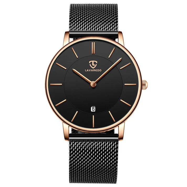 Refined Minimalist Men's Leather Wristwatch