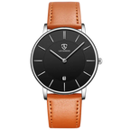 Refined Minimalist Men's Leather Wristwatch