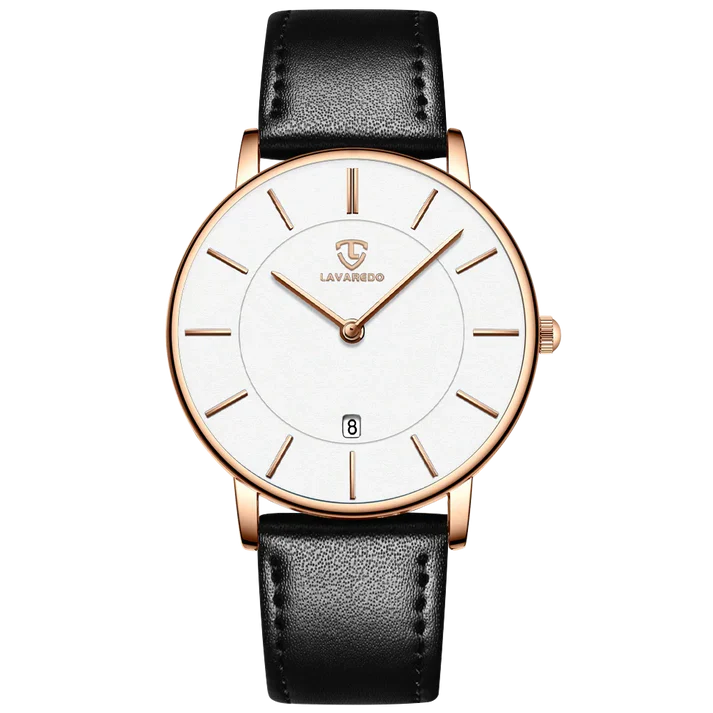Refined Minimalist Men's Leather Wristwatch