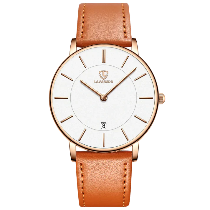 Refined Minimalist Men's Leather Wristwatch