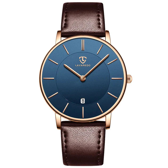 Refined Minimalist Men's Leather Wristwatch