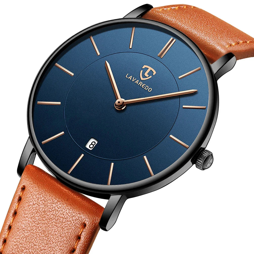 Refined Minimalist Men's Leather Wristwatch