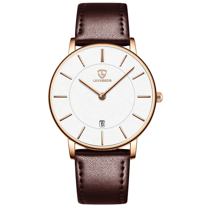 Refined Minimalist Men's Leather Wristwatch
