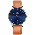 Refined Minimalist Men's Leather Wristwatch