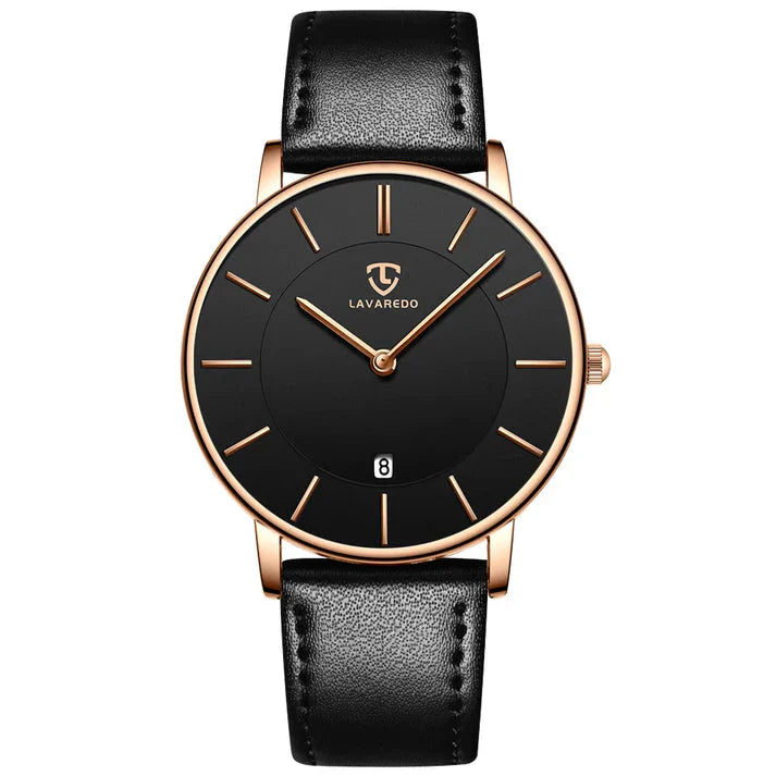Refined Minimalist Men's Leather Wristwatch
