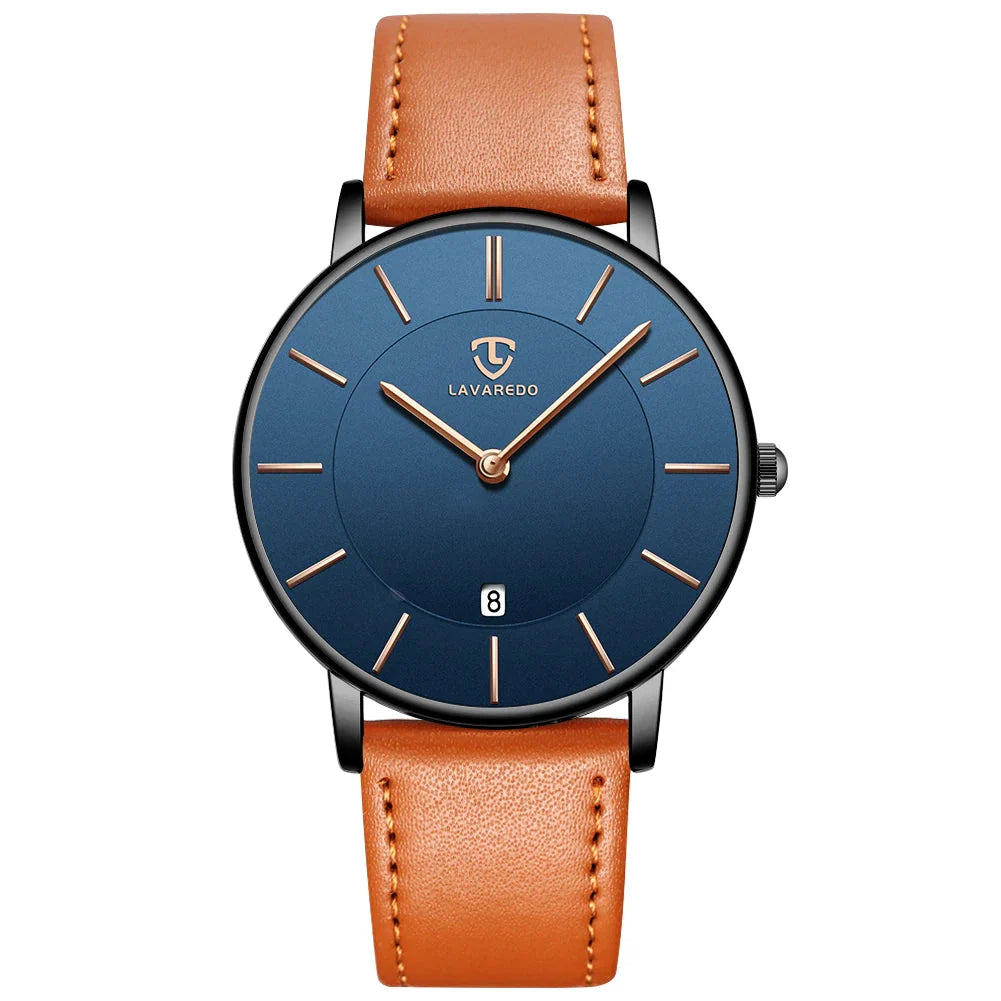 Refined Minimalist Men's Leather Wristwatch