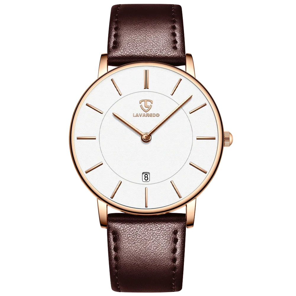 Refined Minimalist Men's Leather Wristwatch