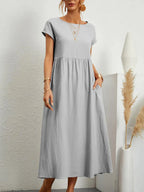 Solid Color Sleeveless Cotton and Linen Loose Pocket Dress