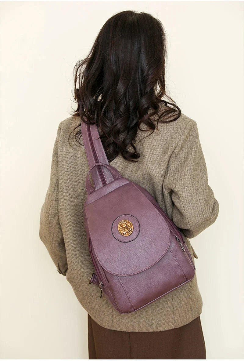 Versatta High-Quality Leather Women's Anti-Theft Backpack