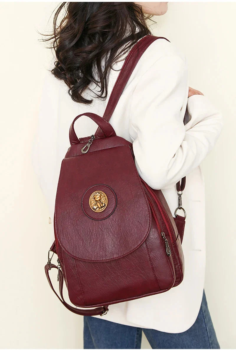 Versatta High-Quality Leather Women's Anti-Theft Backpack