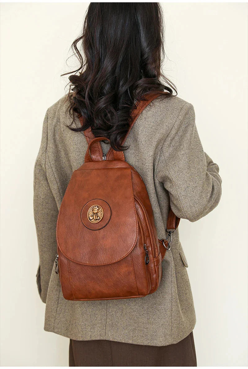 Versatta High-Quality Leather Women's Anti-Theft Backpack