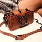 Vintage-Style Square Leather Crossbody Bags