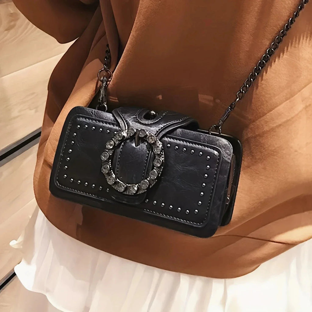 Vintage-Style Square Leather Crossbody Bags