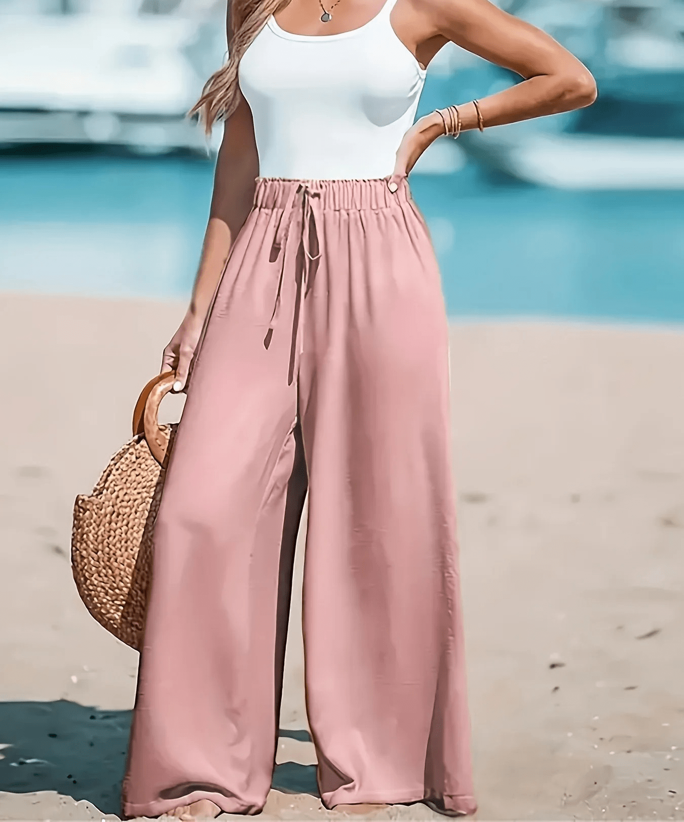 Women’s Casual Wide Leg Pants – Desert Glow
