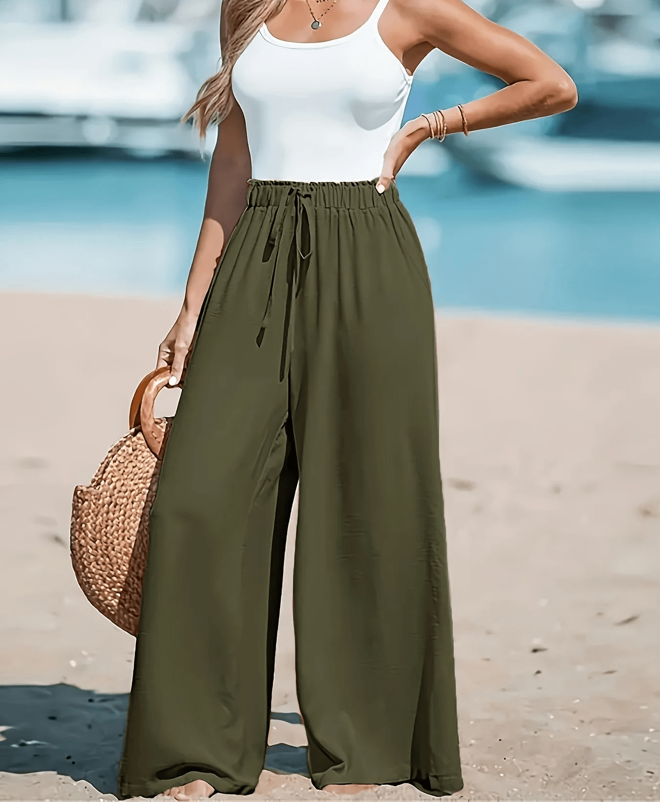 Women’s Casual Wide Leg Pants – Desert Glow