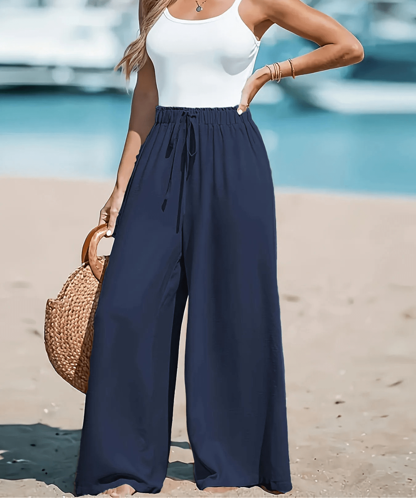 Women’s Casual Wide Leg Pants – Desert Glow