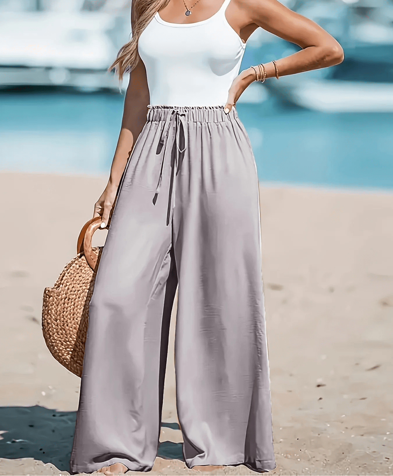 Women’s Casual Wide Leg Pants – Desert Glow