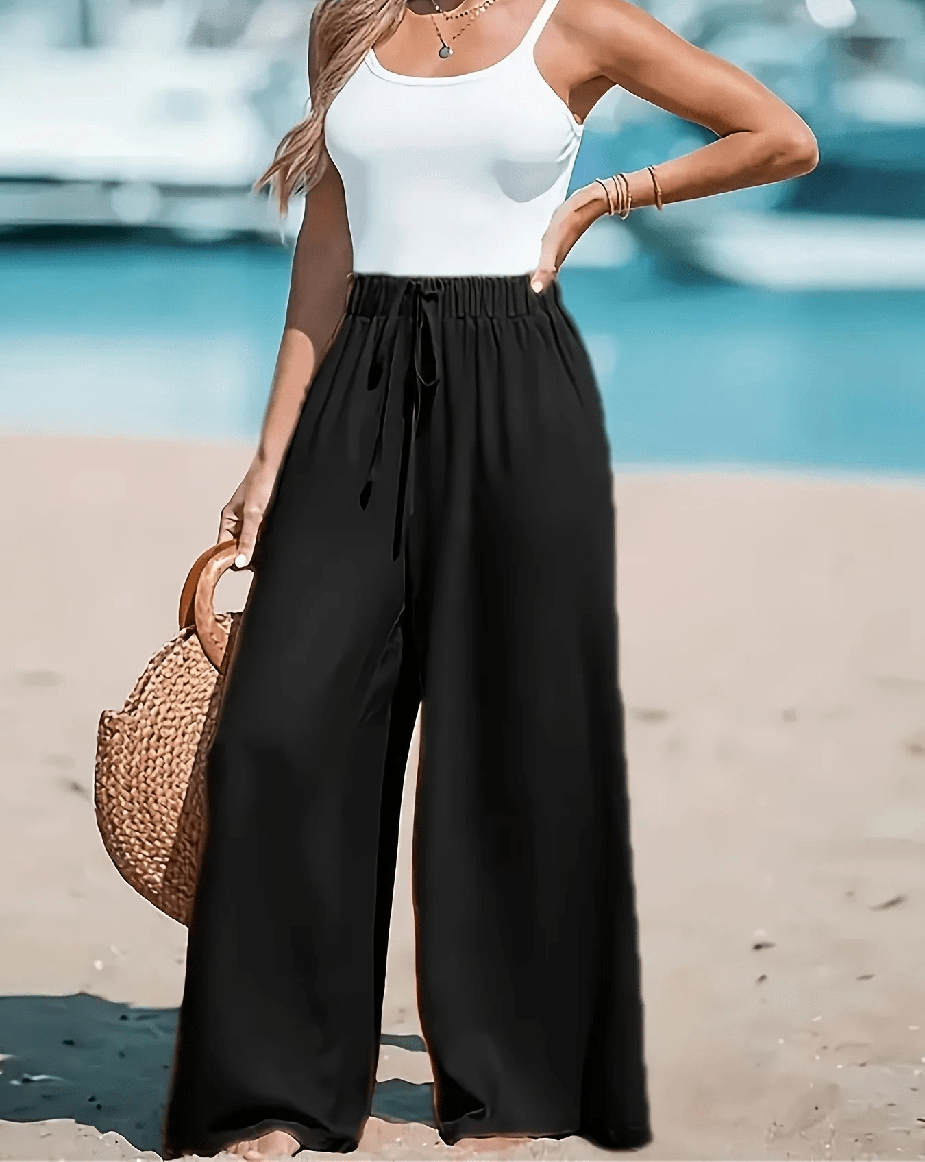 Women’s Casual Wide Leg Pants – Desert Glow