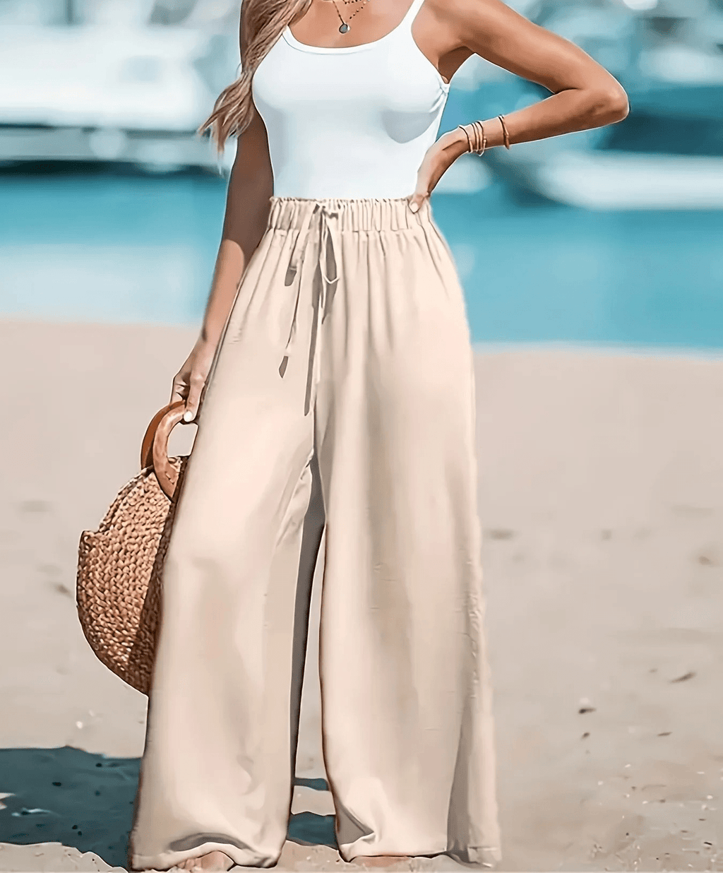 Women’s Casual Wide Leg Pants – Desert Glow