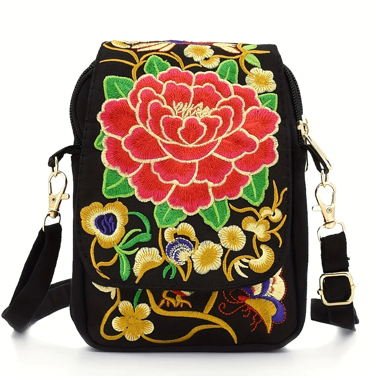 Women's Crossbody Bag with Flowers
