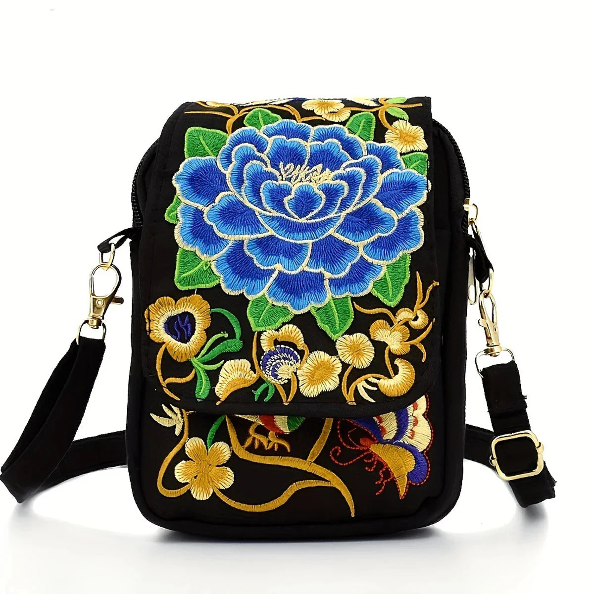 Women's Crossbody Bag with Flowers
