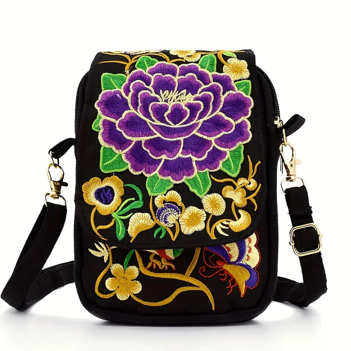Women's Crossbody Bag with Flowers
