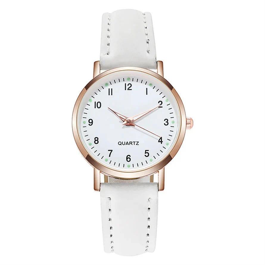 Women's Luminous Classic Watch with Leather Strap