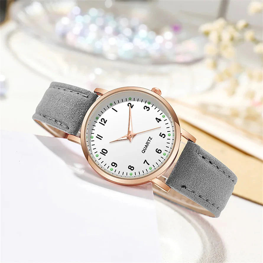 Women's Luminous Classic Watch with Leather Strap
