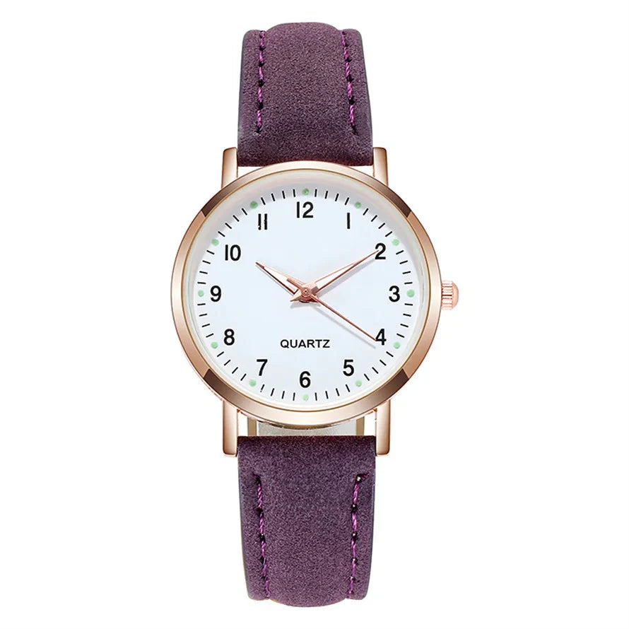Women's Luminous Classic Watch with Leather Strap