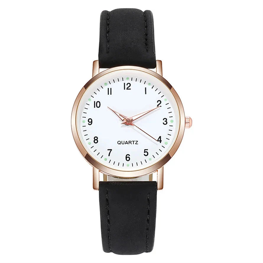 Women's Luminous Classic Watch with Leather Strap