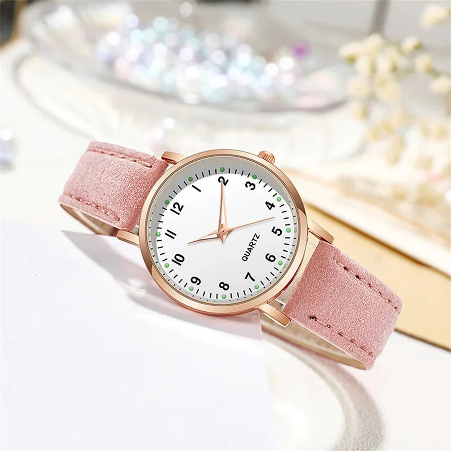 Women's Luminous Classic Watch with Leather Strap