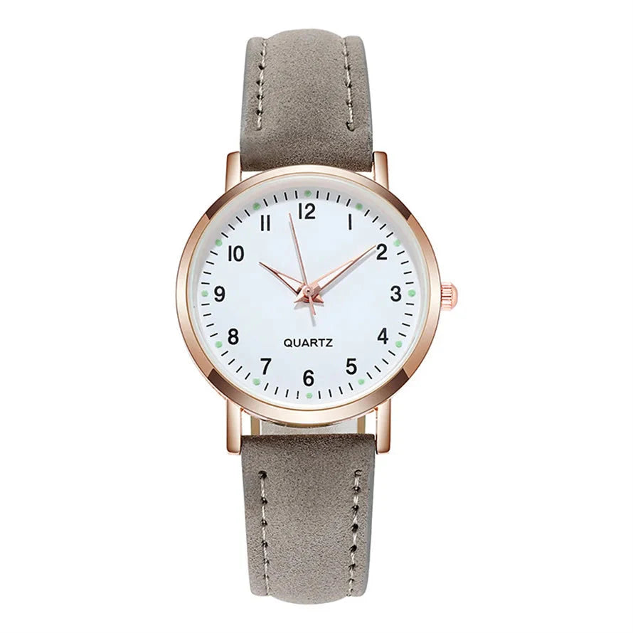 Women's Luminous Classic Watch with Leather Strap