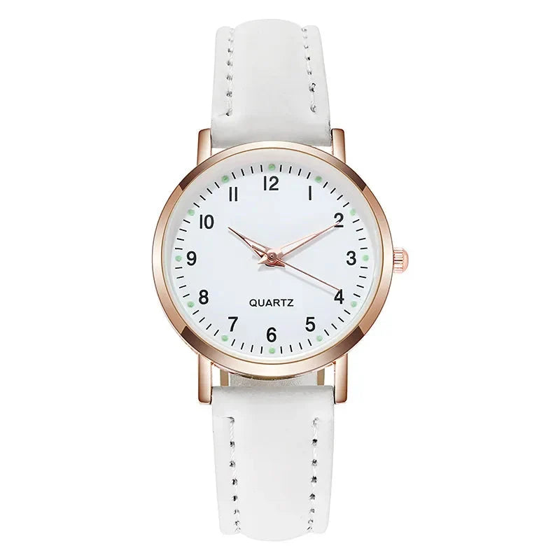 Women's Luminous Classic Watch with Leather Strap